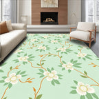 Mint Green Floral Vine Pattern Rug