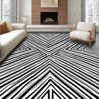 Bold Black White Angular Pattern Rug