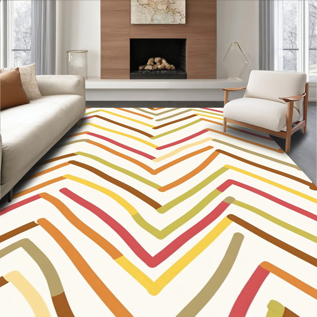 Wavy Zigzag Strokes Pattern Rug
