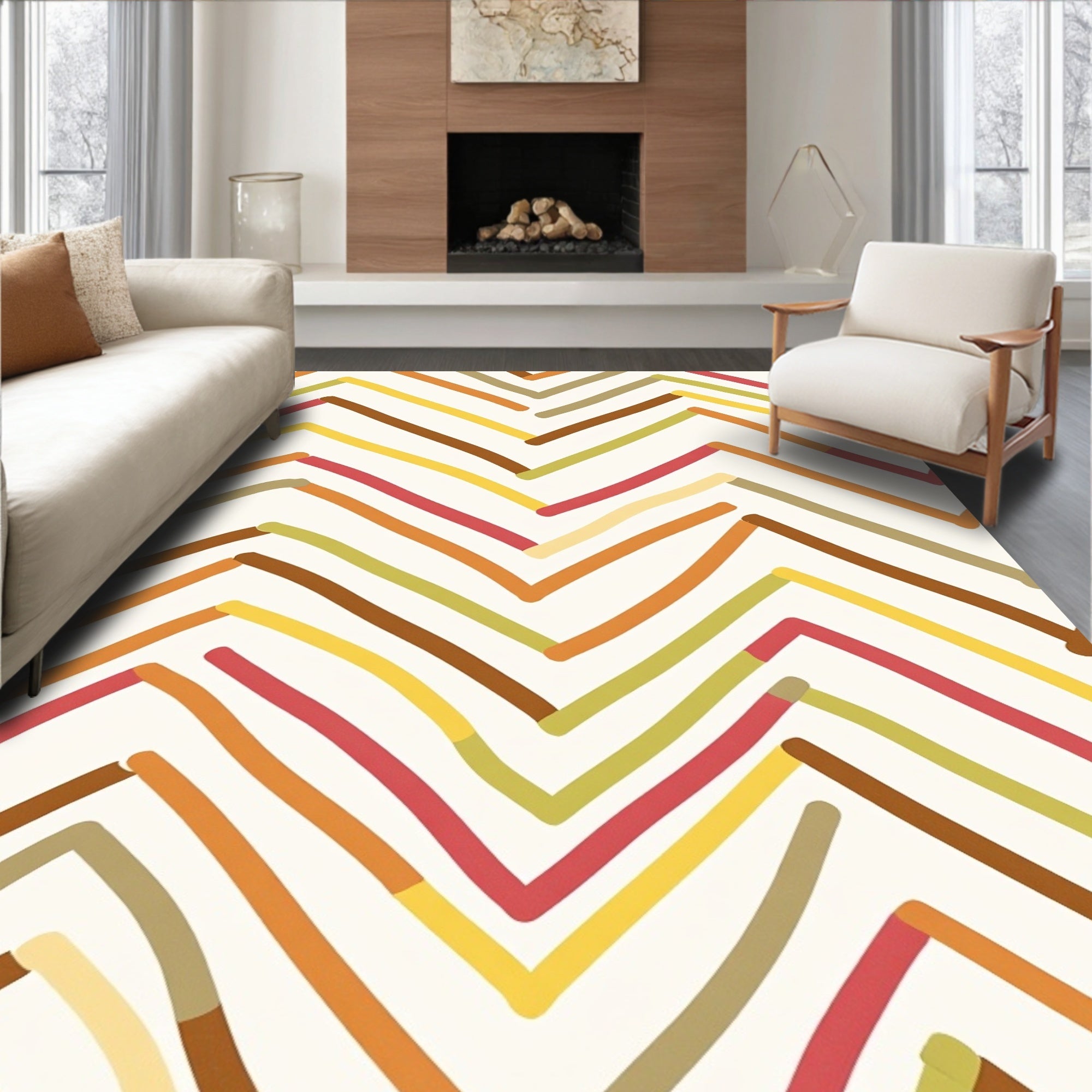 Wavy Zigzag Strokes Pattern Rug