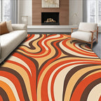 Retro Swirl Abstract Warm Tones Rug