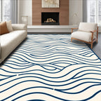 Abstract Navy Wave Pattern Rug