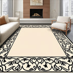 Vines Leaves Baroque Border Design Rug