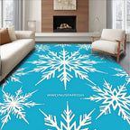White Snowflakes On Bright Blue Background Rug