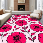 Bold Magenta Floral Pattern Rug