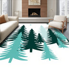 Evergreen Forest Teal Stars Rug