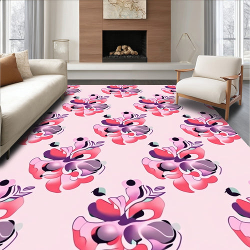 Abstract Pink Floral Swirls Pattern Rug