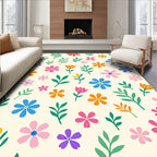 Retro Floral Pattern With Leaves Rug