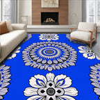Radiant Blue Mandala Floral Art Rug