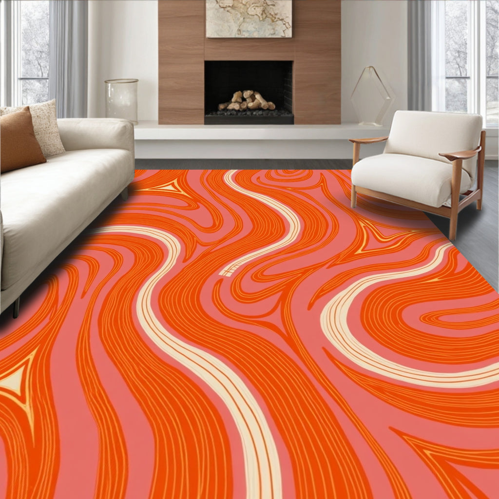 Retro Swirl Wave Pattern Rug