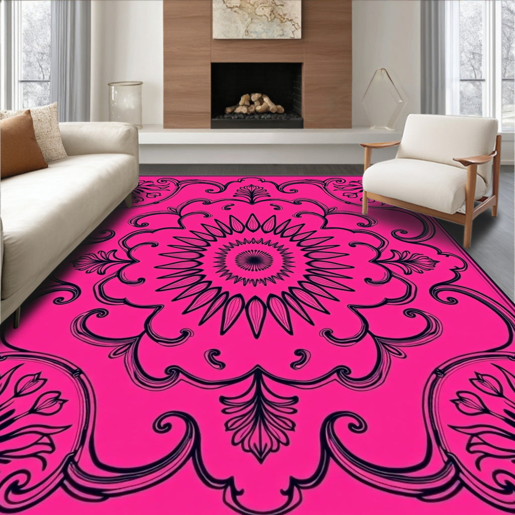 Vibrant Floral Mandala Pattern Rug
