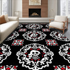 Black White Red Skull Medallion Rug