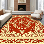 Damask Inspired Scrollwork Floral Medallion Rug