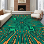 Circuit Board Geometric Pattern Design Rug