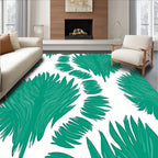 Teal Tropical Leaf Pattern Rug