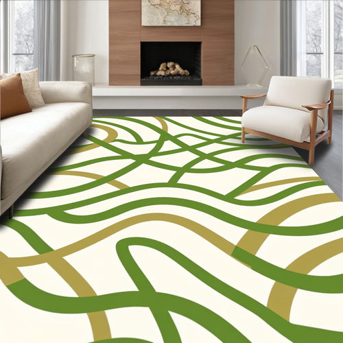 Abstract Green Gold Swirls Rug