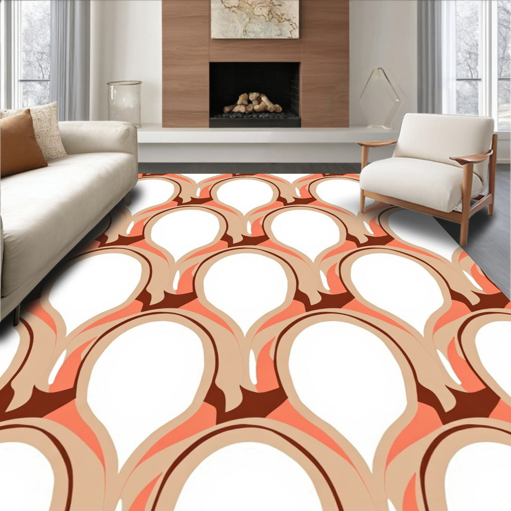 Retro Arc Pattern With Warm Tones Rug