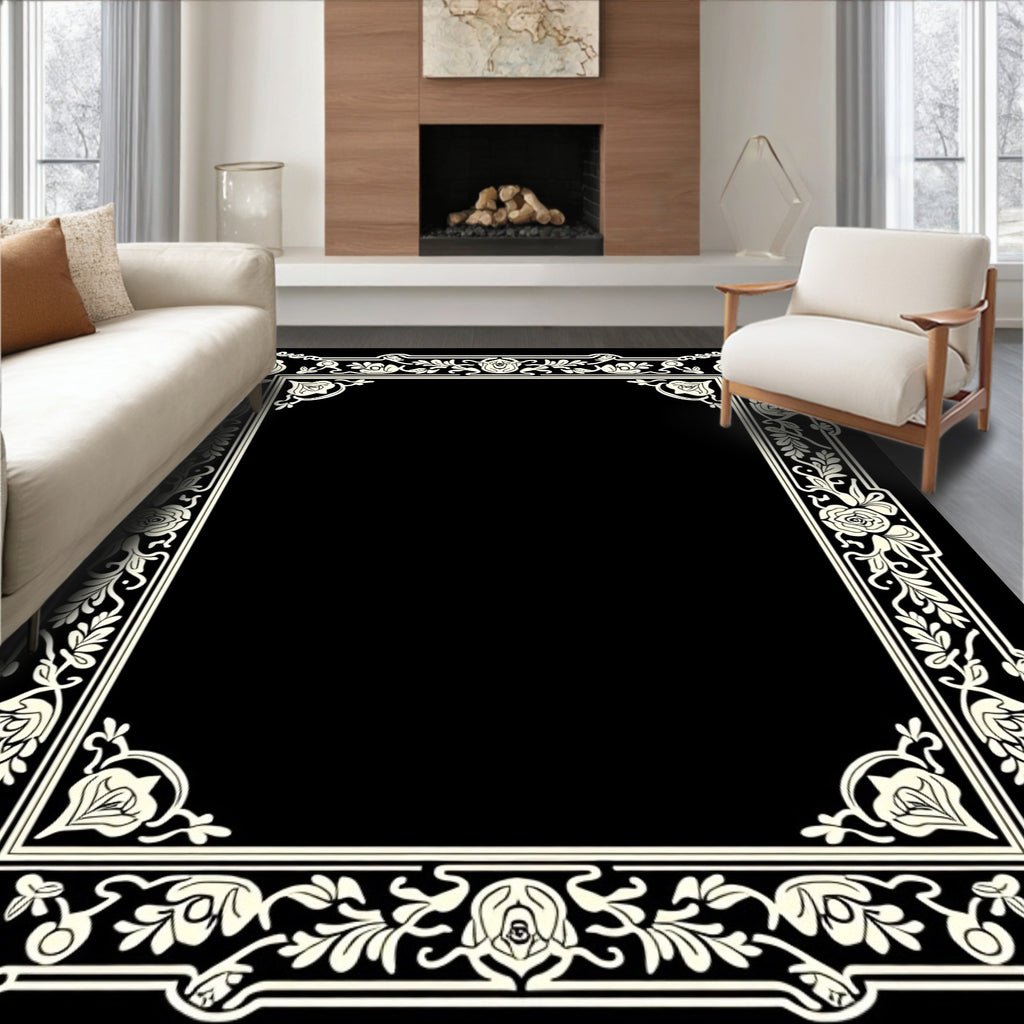 Classic Floral Border Design Rug