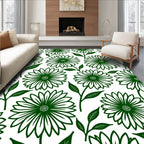 Green Daisy Floral Pattern Rug