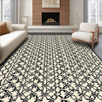 Abstract Black Interlocking Geometric Design Rug