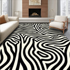 Bold Black White Zebra Stripe Design Rug