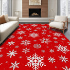 Winter White Snowflake Patterned Rug