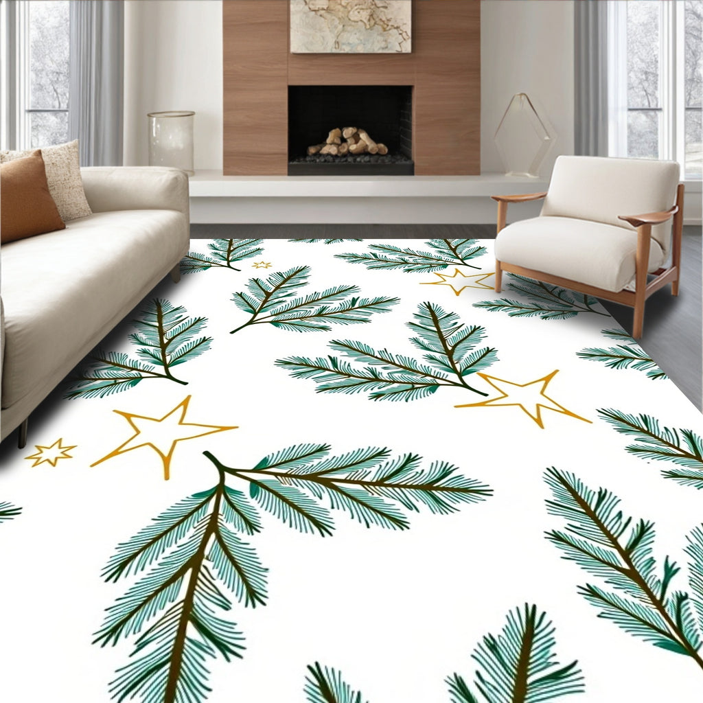 Pine Branches with Golden Stars Rug