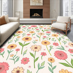 Whimsical Floral Pattern Print Rug