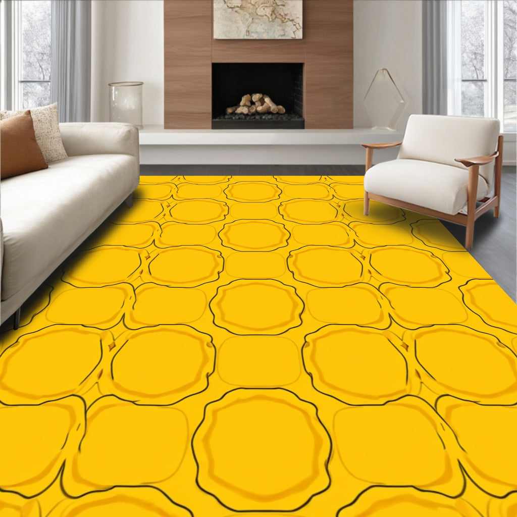 Sun Yellow Bubbly Pattern Rug