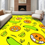 Whimsical Fruit Emoji Face Pattern Rug