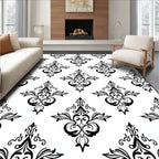 Classic Damask Accented Ornate Pattern Rug