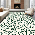 Dark Green Vine Swirl Pattern Rug