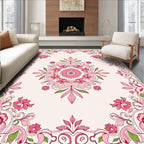 Pink Floral Garden Mandala Design Rug