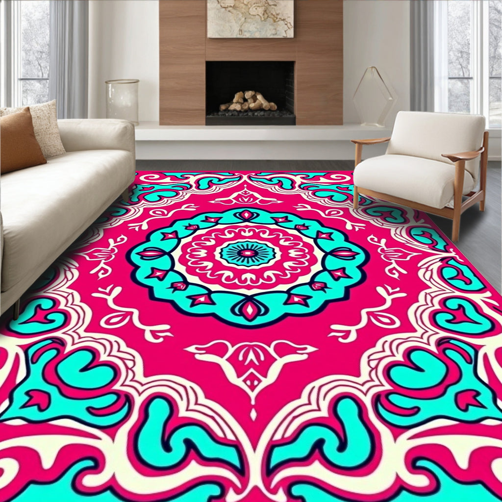Bold Indian Inspired Floral Design Rug