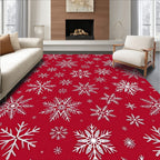 Festive Red White Snowflakes Garland Rug
