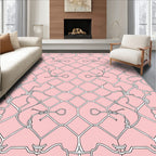 Elegant Pink White Interlocking Pattern Rug