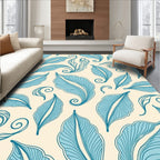 Teal Feather Swirl Pattern Rug