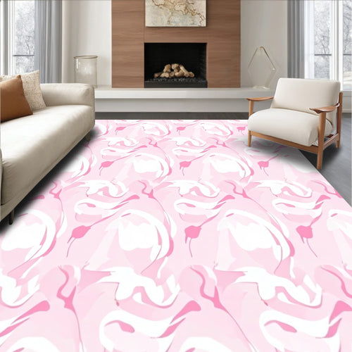 Abstract Pink Swirl Organic Pattern Rug