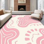 Soft Pink Abstract Organic Lines Rug