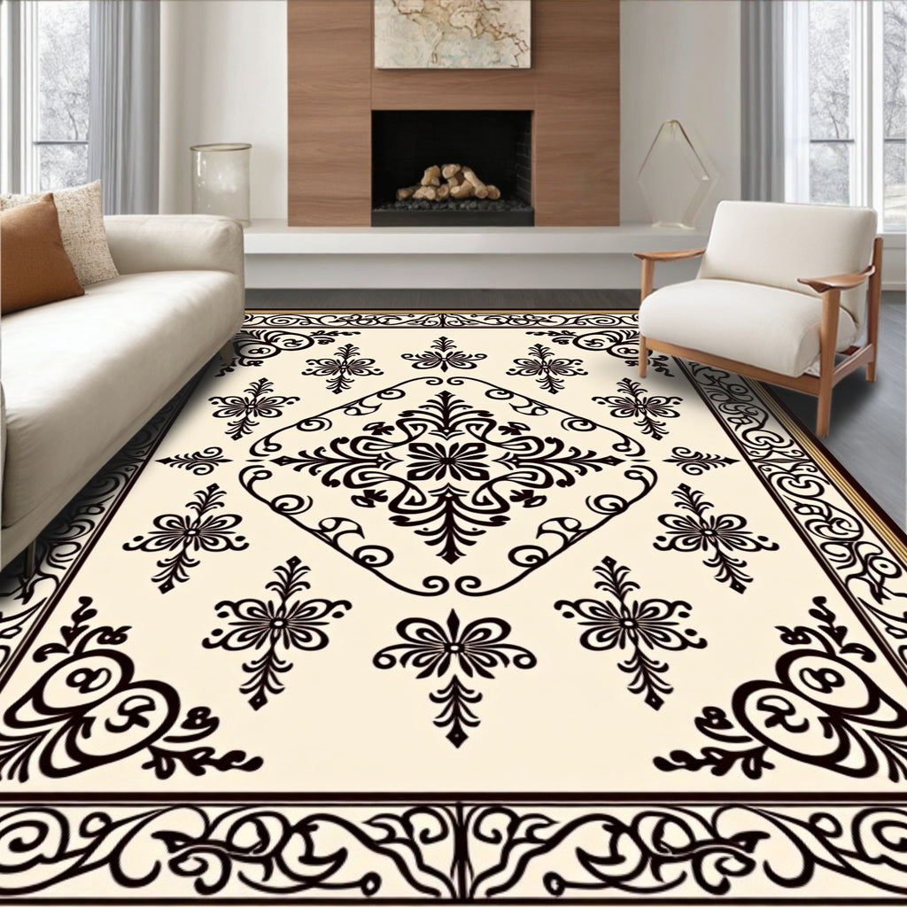 Ornate Floral Damask Pattern Rug