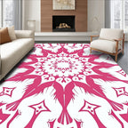 Radiant Pink Bird Mandala Pattern Rug