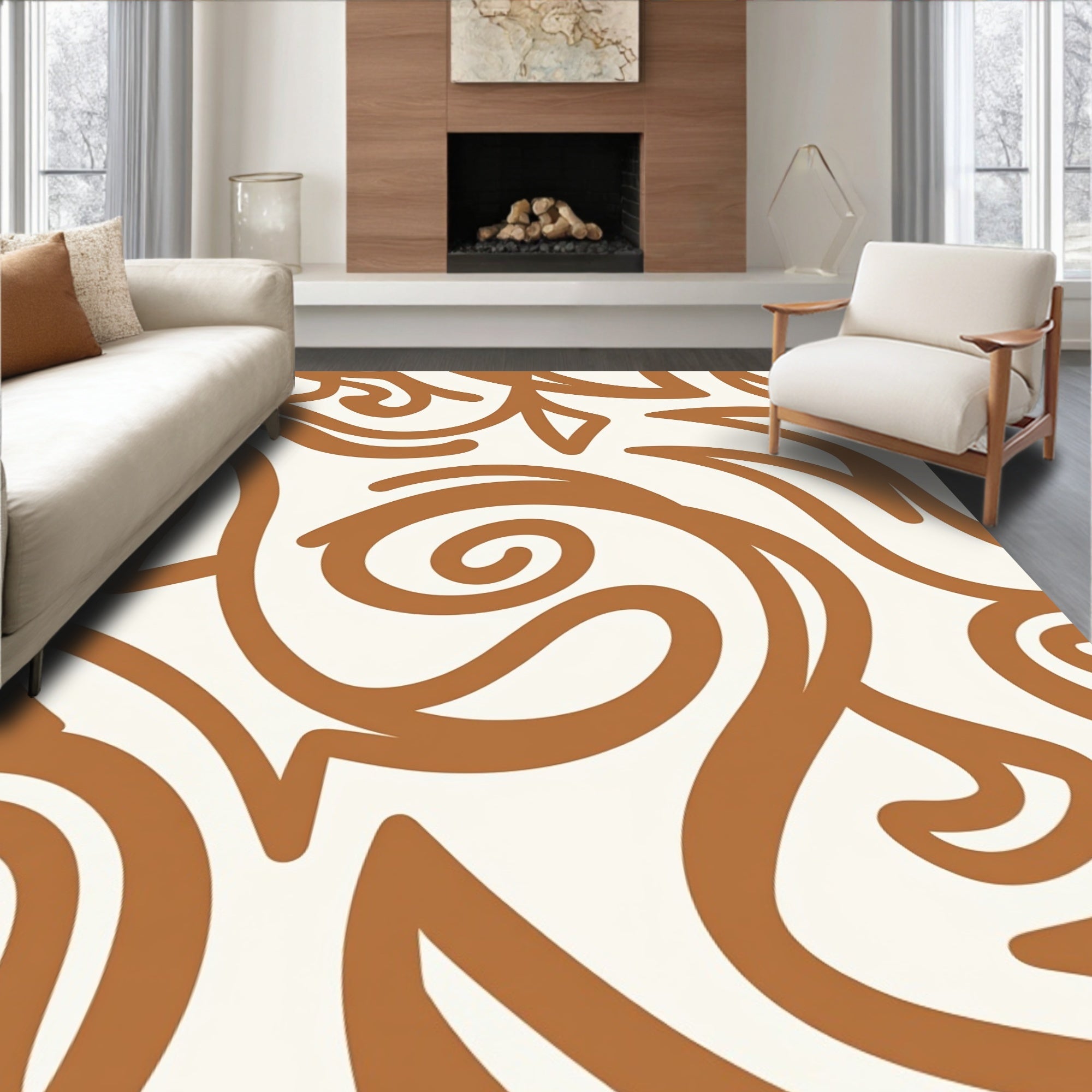 Modern Swirls Abstract Design Rug