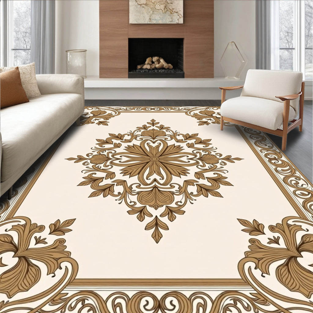 Ornate Floral Medallion Frame Pattern Rug
