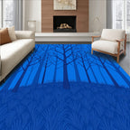 Deep Blue Trees Grass Pattern Rug
