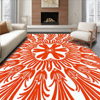 Abstract Orange Floral Sunburst Pattern Rug