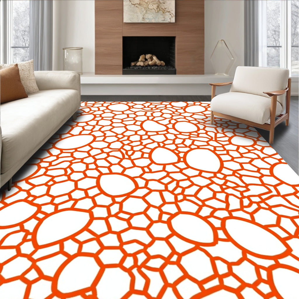 Orange Cracked Organic Pattern Rug