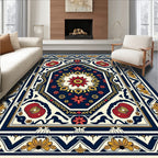 Classic Floral Border With Geometric Center Rug