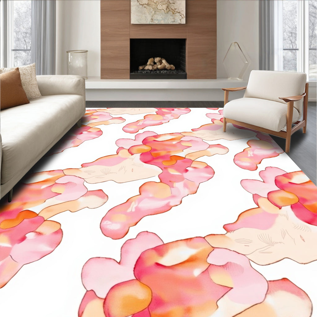 Organic Pink Orange Cloud Pattern Rug