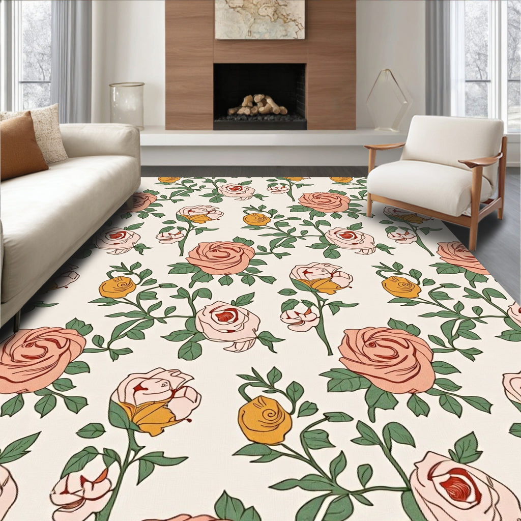 Vintage Rose Vine Pattern Design Rug