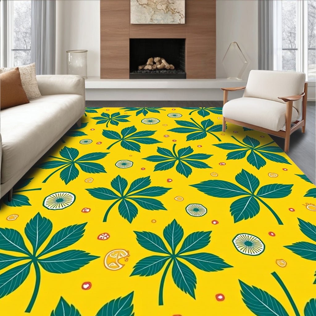 Bold Palm Leaf Pattern Rug